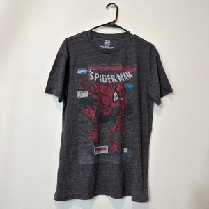 Marvel Spider-Man Graphic Tee Mens Size L Charcoal Good Torment Comic Cover